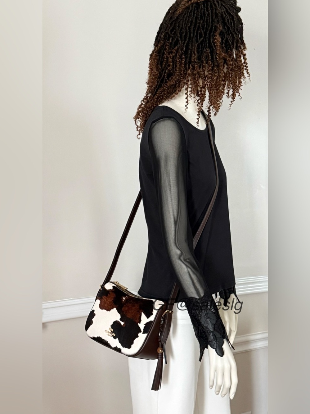 Last one NWT Coach Kailey Haircalf Cow Print Shoulder Crossbody Bag Brown CCC84 - Picture 5 of 16